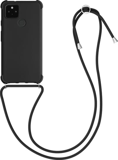 kwmobile telefoonhoesjegeschikt voor Google Pixel 5 - Hoesje van siliconen met telefoonkoord - In zwart