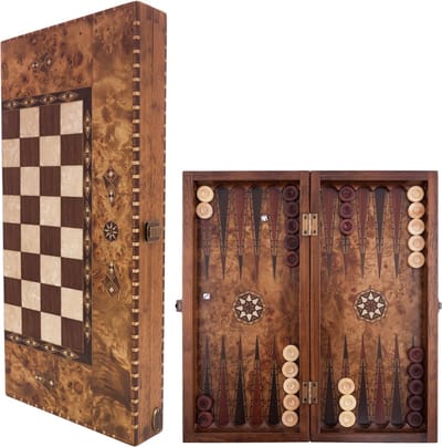 Handgemaakte Houten Backgammon Speelset van Hoge Kwaliteit - Tavla - 100% Hout - Luxe uitgave - TricTrac - 36 x 17 cm