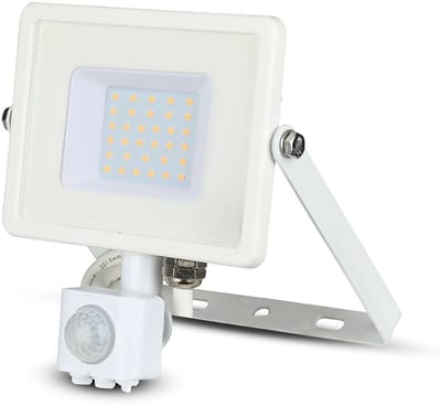 V-TAC VT-30-S-W LED Draaibare Schijnwerper - Samsung - PIR Sensor - IP65 Waterdicht - Wit - 30W - 2400 Lumen - 3000K