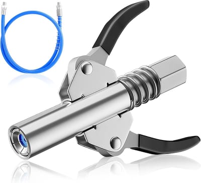 Grease Press Nozzle met Dubbele Handgreep en 100cm Slang, Geschikt voor Pneumatische en Elektrische Vetpersen, Ideaal voor Onderhoud en Reparaties