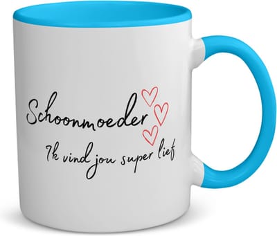 Akyol - schoonmoeder ik vind jou super lief koffiemok - theemok - blauw - Mama - de liefste schoonmoeder - moeder cadeautjes - moederdag - verjaardag - geschenk - kado - 350 ML inhoud