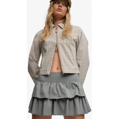 Superdry Bench Lage Taille Gelaagde Rok Light Grey Grootte: Xxs