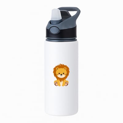 Hacebo® - Leeuwen waterfles met rietje zwart - Leeuw - Dieren liefhebbers - Dierentuin - dieren - water fles - 650ML