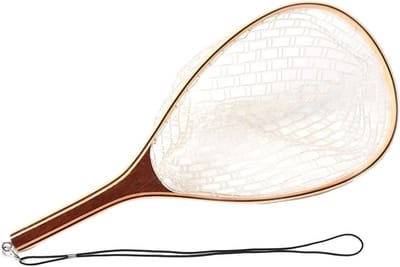Vissersnet met Houten Handvat voor Vangen en Loslaten - Lichtgewicht Rubber Vissersnet van 60 cm voor Fly Fishing en Recreatief Vissen