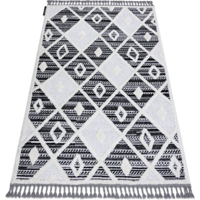 Kleden Rugsx Tapijt MAROC P662 Ruit zwart / witrand 180x270 cm