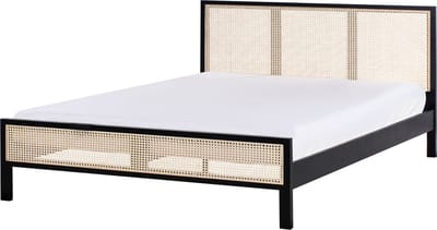 SALERNAS - Tweepersoonsbed - Zwart - 180 x 200 cm - Dennenhout