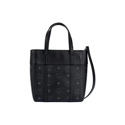 MCM Toni Monogram Leer En Kalfsleer Mini Tote Tas Dames Tote Tas Zwart MWPDSTA01BK001 Basic Set (Bag+Dust Bag) black