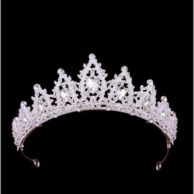 Europese en Amerikaanse Bruidskroon Strass Hoofddeksel Barok Prinses Waterdruppel Kroon Bruiloft Haaraccessoire Jurk en Bruidsjurk Accessoires white
