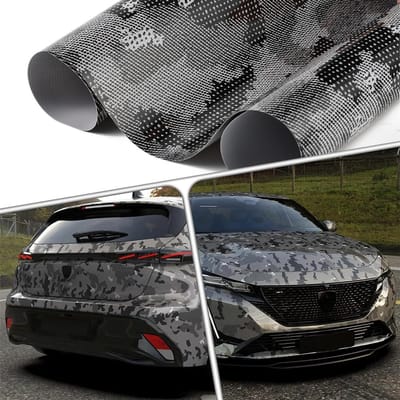 Dailygoods- Autofolie Slangenpatroon - Glanzend Zwart/Grijs - Zelfklevend - Tuningfolie - 75 x 152 cm - Bionisch Camouflageeffect - Wrappingfolie