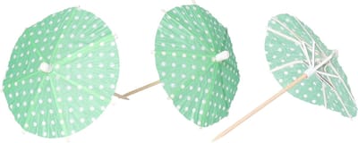 Papstar IJsparasols cocktailprikkers - 10x stuks - groen - 10 cm - decoratie prikkers - Feestelijk