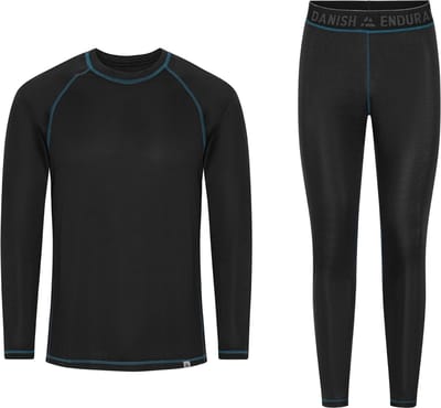 DANISH ENDURANCE Thermoset voor Dames & Heren - Gerecycelde Materialen - Thermokleding - Zwart/Blauw - Maat XXL