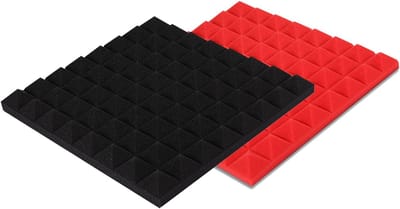 Geluidsisolatie Schuim - Akoestische Panelen - Studio Geluid - Hoge Dichtheid - 50x50x3cm - Zwart Rood