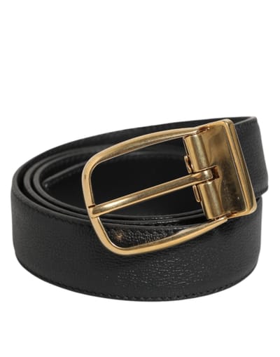 Dolce & Gabbana Zwarte Leren Klassieke Metalen Logo Gespriem Belts