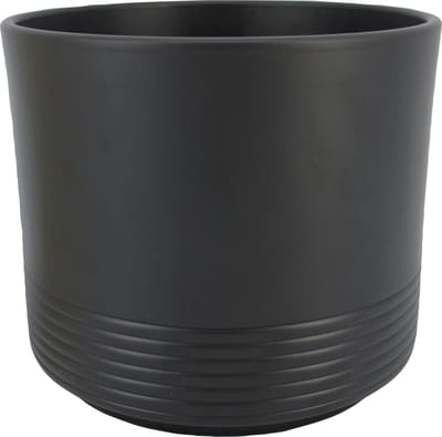 Bela Arte Bloempot/plantenpot Rille - ribbel - antraciet - voor kamerplant - D14.5 x H12 cm