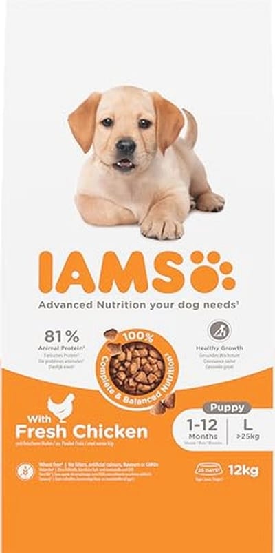 Droog Puppenvoer voor Grote Rassen - 12 kg Gezonde Voeding voor Puppy van 1-12 Maanden