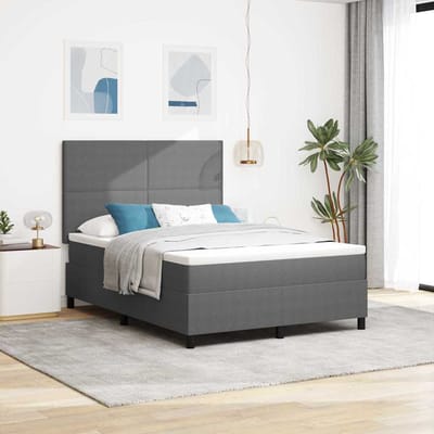 vidaXL - Boxspring - bed - Lichtgrijs - en - wit - 140 - x - 200 - cm - Corduroy - stof
