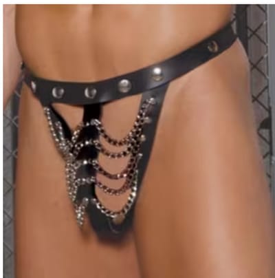 BamBella ® - String - Maat Onesize S M L - Zwart SM kleding Veter sluiting nep leer BDSM erotische heren kleding ondergoed lingerie onderbroek zwart