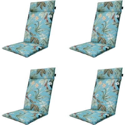 Madison - Tuinstoelkussen Hoge Rug Grasse aqua - Ca. 120x50 cm - Set van 4