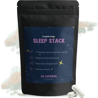 Cupplement Sleep Stack 395 mg 60 capsules - Green Tea Extract (98% Theanine) - Magnesium Bisglycinate - Valerian Extract - Apigenin - 60 dagen voorraad per zakje
