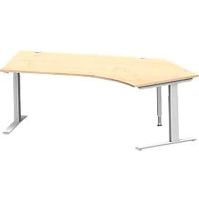 Schäfer Shop Genius hoekbureau MODENA FLEX 135°, aanbouw rechts, C-voet rechthoekige buis, B 2165 mm, ahorn/wit
