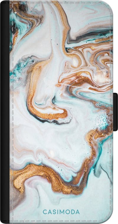 Casimoda® bookcase - Geschikt voor iPhone 11 - Hoesje met pasjeshouder - Marmer Blauw Goud - Blauw - Kunstleer