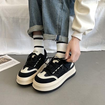 Lente Nieuwe Kleine Witte Schoenen Kinderen Hoge Waarde Sportschoenen Muffin Platform Casual Schoenen Campus Veelzijdige Boardschoenen 40 zwart