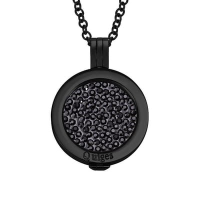 Quiges - RVS 25mm Munthouder Zwart met Ketting en Munt - EPRHZ2398