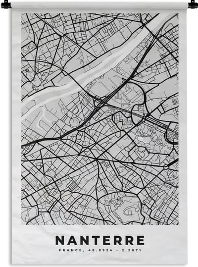 Wandkleed - Wanddoek - Kaart - Frankrijk - Stadskaart - Plattegrond - Nanterre - 120x180 cm - Wandtapijt