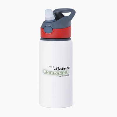 Hacebo® - voor de allerbeste bonuspapa van de wereld waterfles met rietje rood - de beste bonusvader - vader cadeautjes - vaderdag - verjaardagscadeau - verjaardag - cadeau - geschenk - kado - gift - vader artikelen - water fles - 650ML
