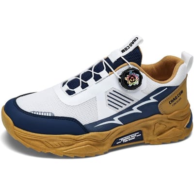 Heren Koreaanse ademende casual sportschoenen vier seizoenen nieuw zacht zoolvlak roterende veters outdoor hardloopschoenen student sneakers 44 blue