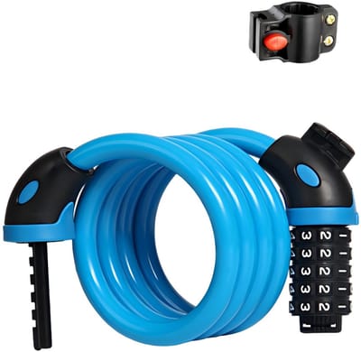 Fietsslot met ketting – 120 cm – Geschikt voor fietsen, motorfietsen en elektrische scooters – Blauw