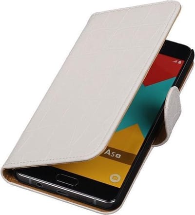 Wit Krokodil Booktype Samsung Galaxy A5 2016 Wallet Cover Hoesje