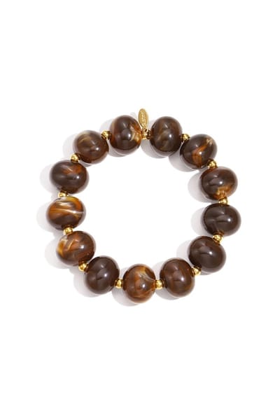 Bijoutheek Armband (Sieraad) Kralen Ovaal Elastisch D. Bruin