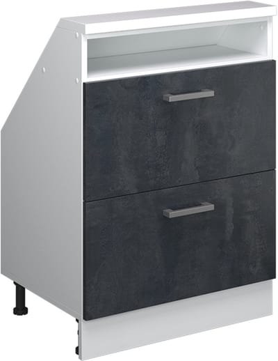 Vicco Rion Kast voor schuine wand – met 2 laden Zwart beton/wit