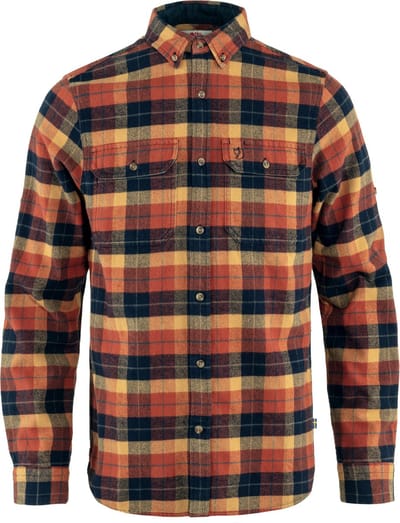 FJALLRAVEN - Singi Heavy Flannel Shirt - Heren - Blouse - Autumn leaf/Dark navy - Maat S