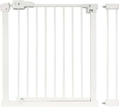BRASQ Traphekje zonder Boren - Veiligheidshek - Kinderhekje met verlengstuk 75 t/m 93 cm - Verlengbaar - Klembevestiging - Metaal - Hondenhek - Wit
