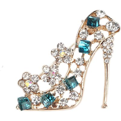 Exquise High-End Kristal Strass Hoge Hakken Broche Broche Zijden Sjaal Broche Kraagspeld Broche white