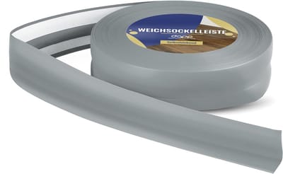 DQ-PP ZACHTE PLINT - 5 m - Asgrijs - 32 x 23 mm - PVC - zelfklevend - knikhoek plinten rubberen strip plint hoekprofiel afsluitstrip vloerlijst