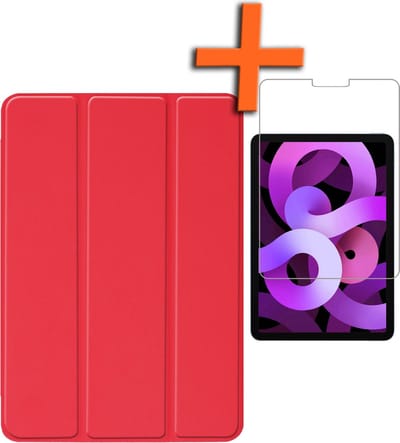Hoesje - Geschikt voor Apple iPad Air 6 (2024) - 13 inch - 6e Generatie - M2 - Met Screenprotector - Trifold Bookcase - Hard Cover - Hardcover Book Case - Tablet Hoes - Rood