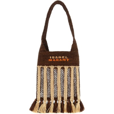 Isabel Marant Bruine Raffia Schoudertas