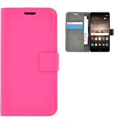 Effen Bookcase Wallet Hoesje Geschikt voor Huawei Mate 9 - Roze