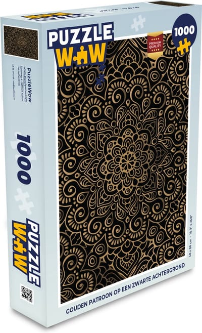 Puzzel Gouden patroon op een zwarte achtergrond - Legpuzzel - Puzzel 1000 stukjes volwassenen