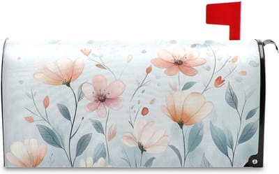 Brievenbus Decoratie - Magnetische Covers - Buiten Versieren - Duurzaam Oxford Doek - Standaard Formaat - Blauw Bloem