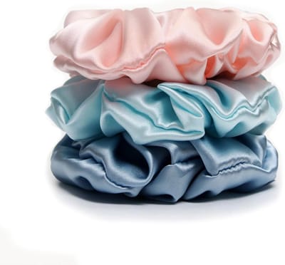 Famanu – 3 stuks zijden scrunchies voor haar, 100% pure moerbeizijde haarbanden, elastische paardenstaarthouders, haarbanden zonder beschadiging, satijnen scrunchies, fluwelen scrunchy voor haaraccessoires