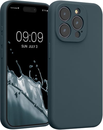 kwmobile telefoonhoesje geschikt voor Apple iPhone 15 Pro - TPU backcover met siliconen coating - Smartphone case in leisteen