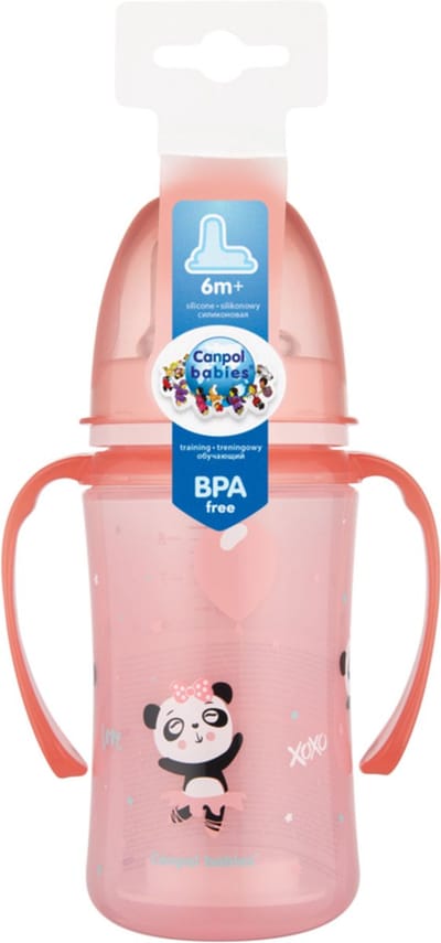 Canpol Babies | EasyStart | Siliconen Trainingsbeker | 240ml | PP | EXOTISCHE DIEREN | roze 6+ m