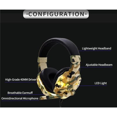 SY830MV Gaming Headset 3,5 mm Bedraad Over-Ear Koptelefoon Ruisonderdrukkend E-Sport Oortelefoon met Microfoon LED-Verlichting AUX+USB voor