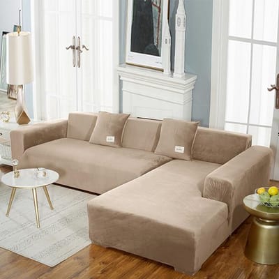 Hoge kwaliteit fluwelen bankhoes L-vormige bank stoelhoezen voor woonkamer hoes voor hoekbank elastische bank hoes wasbaar 4seater 230-300cm