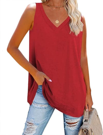 Tanktop voor dames, V-hals, blousetop, bovenstuk, zomer, basic, los, casual, vest, top