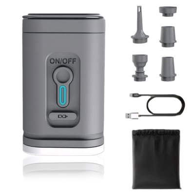 Ynkkvre-Draagbare Elektrische Luchtpomp – Ultra-Mini & Krachtig – 2400 mAh Oplaadbaar – 5 Mondstukken – Snelle Inflatie & Deflatie – Voor Zwembaden, Luchtbedden & Vacuümzakken